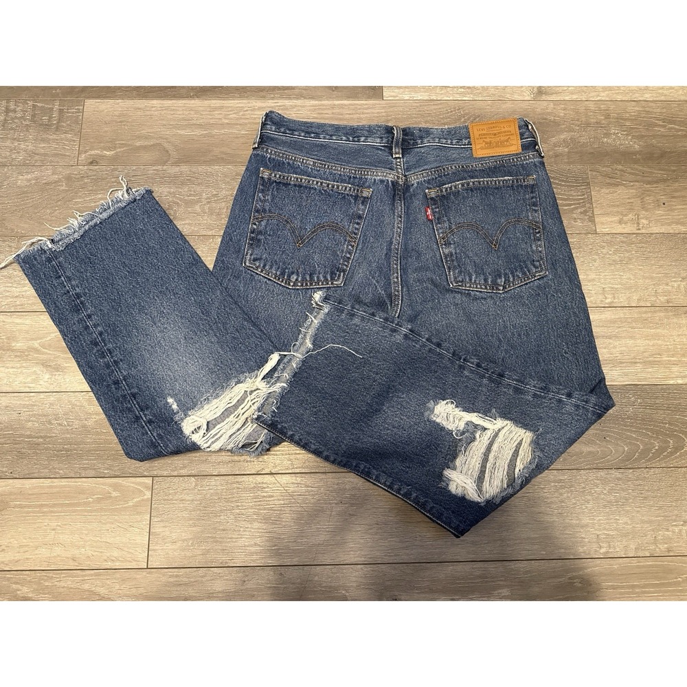 Levi's Womens "Big E" Wedgie Straight Fit Jeans Dark Wash 30x28" Button Fly
